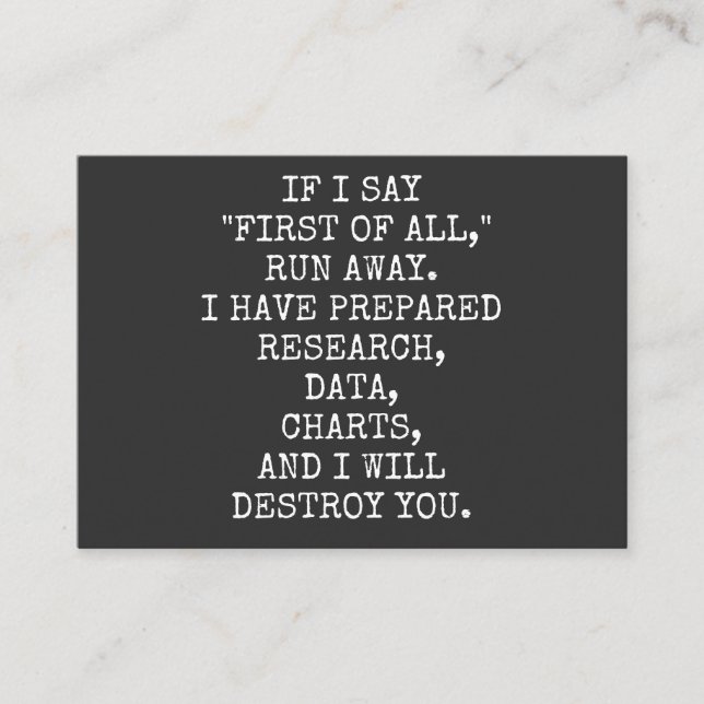 Cartão De Visita Se eu disser Primeiro, fuja. (Frente)