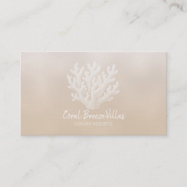 Cartão De Visita Sea Coral Silhouette | Lt Sand Pearl Business Card (Frente)