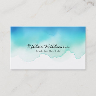 Cartão De Visita Sea Waves Watercolor Business Card 