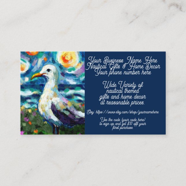 Cartão De Visita Seagull Náutico Presente Residencial Compra Setor  (Frente)