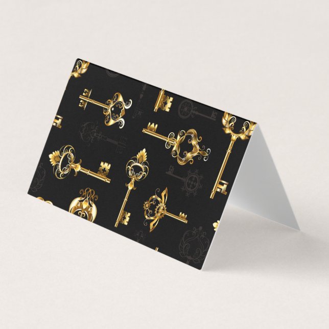 Cartão De Visita Seamless Pattern with Golden Keys (Frente)