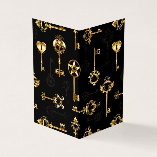 Cartão De Visita Seamless Pattern with Golden Keys (Exterior)