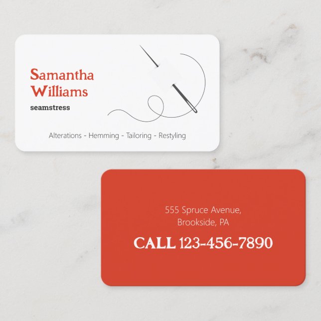 Cartão De Visita Seamstress Dressagem feita à mão (Frente/Verso)