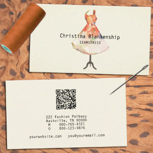 Cartão De Visita Seamstress Mannequin Torso Código QR Personalizad