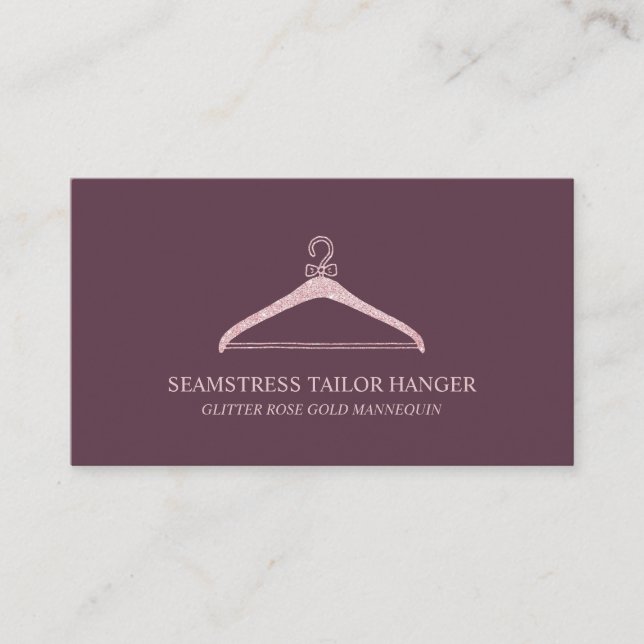 Cartão De Visita Seamstress Tailor Hanger Burgundy (Frente)