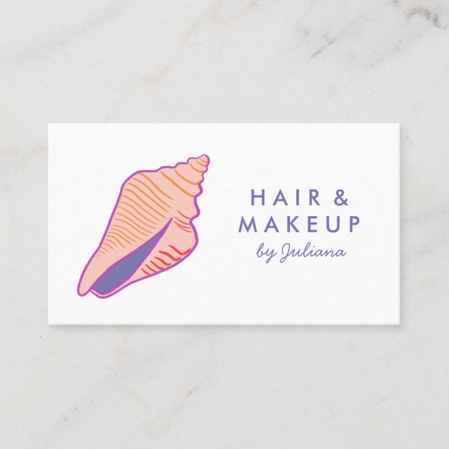 Cartão De Visita Seashell Beach Chic Elegante, Rosa Púrpura (Frente)