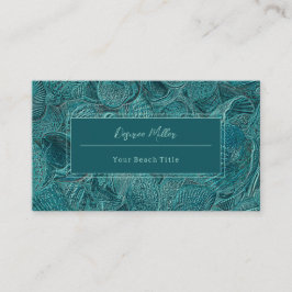 Cartão De Visita Seashells Ocean Beach Teal Metallic Style
