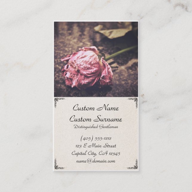 Cartão de visita secado velho do rosa do rosa do (Frente)