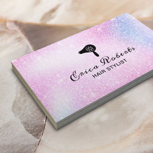Cartão De Visita Secador de Brilho Pastel Glitter Hair Stylist