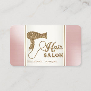 Cartão De Visita Secador de Cabelo Brilhante Dourado Moderno e Tend