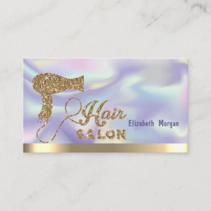 Cartão De Visita Secador de Cabelo Holográfico Elegante com Brilho