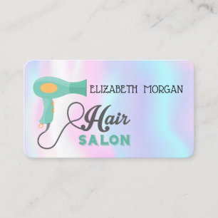 Cartão De Visita Secador de Cabelo Moderno e Elegante, Holográfico,