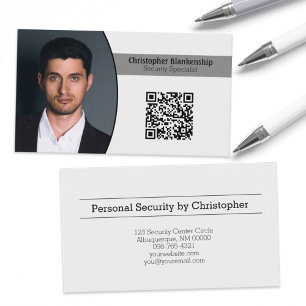 Cartão De Visita Segurança Pessoal Código QR de Foto Oval Personali