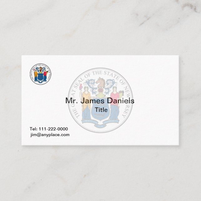 Cartão De Visita Selo de Excelente de Nova Jersey (Frente)