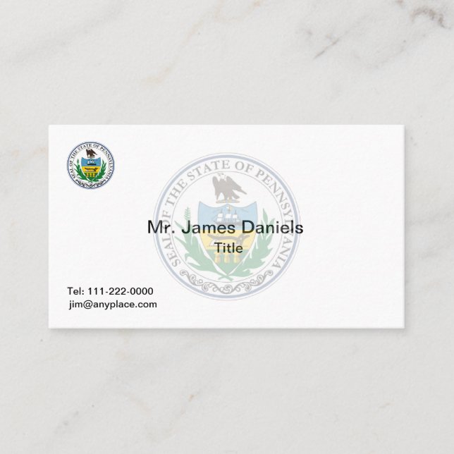 Cartão De Visita Selo do Excelente da Pensilvânia (Frente)