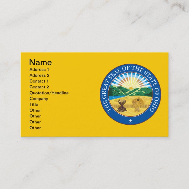 Cartão De Visita selo excelente do estado de Ohio (Frente)