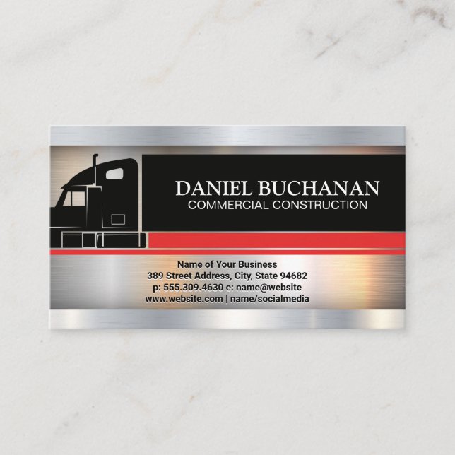 Cartão De Visita Semi Truck | Logística | Indústria Metálica (Frente)