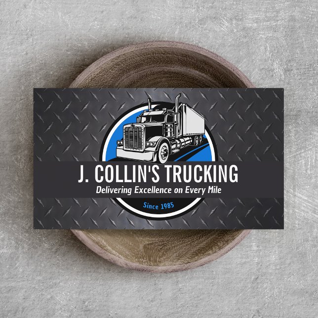 Cartão De Visita Semi Truck Professional Caminhão Black Metal Busin (trucking business card)