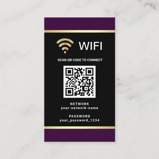 Cartão De Visita Senha de Rede Wifi de Código QR Personalizado Mode (Frente)