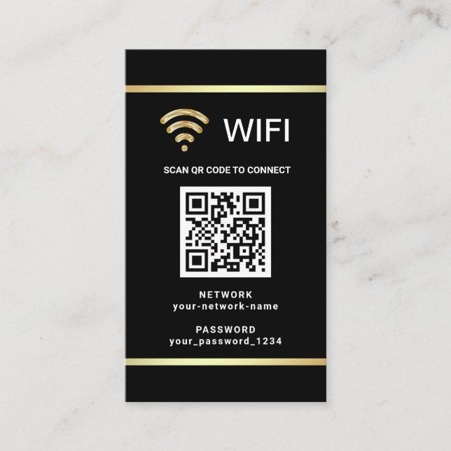 Cartão De Visita Senha de Rede Wifi de Código QR Personalizado Mode (Frente)