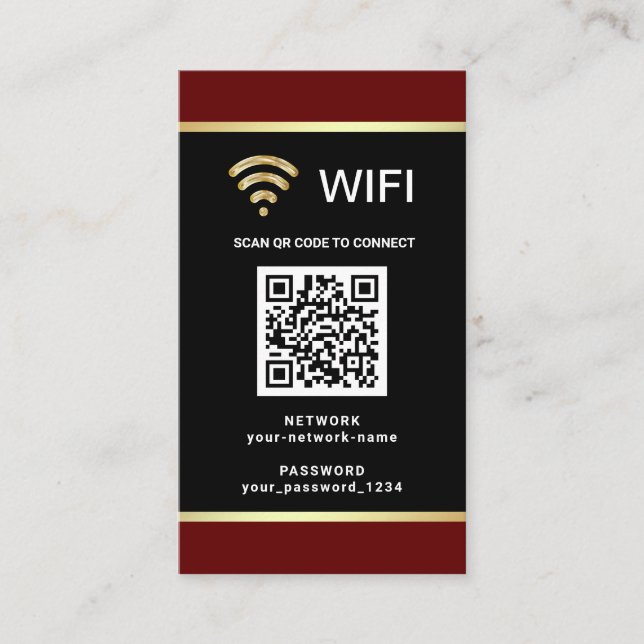 Cartão De Visita Senha de Rede Wifi de Código QR Personalizado Mode (Frente)