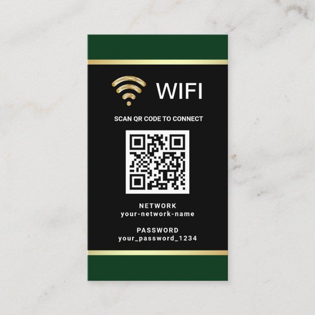 Cartão De Visita Senha de Rede Wifi de Código QR Personalizado Mode (Frente)