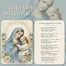 Cartão De Visita Senhora Adorável Vestida em Poema Azul Mary e Jesu