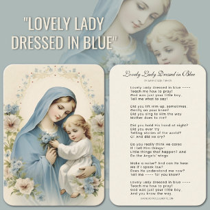 Cartão De Visita Senhora Adorável Vestida em Poema Azul Mary e Jesu