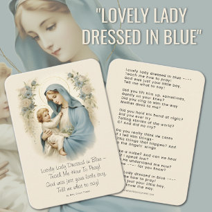 Cartão De Visita Senhora Adorável Vestida em Poema Azul Mary e Jesu