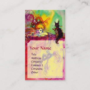 Cartão De Visita SENHORA COM GATO PRETO/Bola de Mascarada Veneza