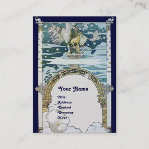 Cartão De Visita SENHORA COM UNICORN, azul branco