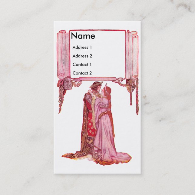 Cartão De Visita Senhora de abraço Amor do cavaleiro (Frente)