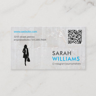 Cartão De Visita Senhora de Negócios Marble Código QR