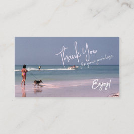 Cartão De Visita Senhora e Cachorro Retrorinspirados na Praia Obrig