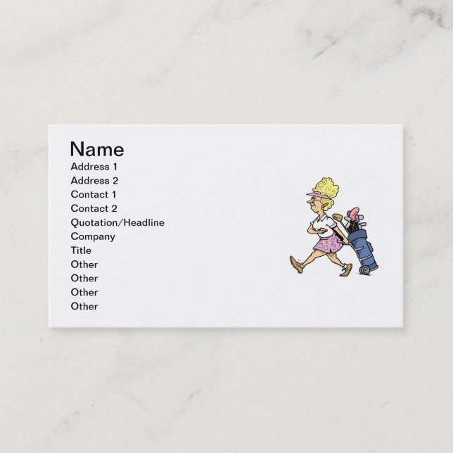 Cartão De Visita Senhora Jogador de golfe Camiseta e presentes (Frente)