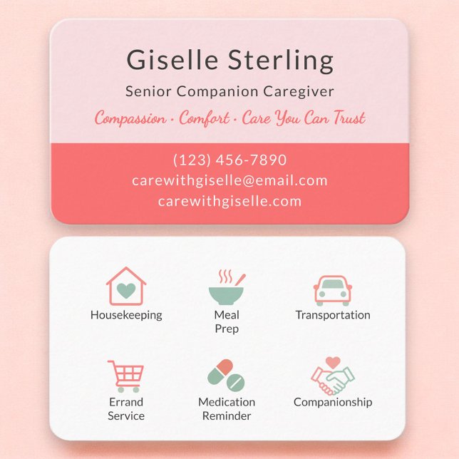 Cartão De Visita Senior Care Companion Professional Caregiver (Criador carregado)