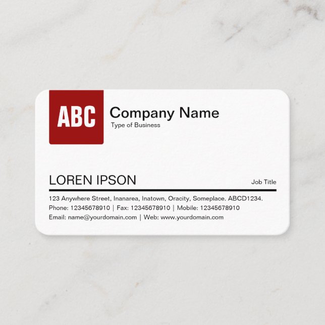 Cartão De Visita Separador Cor - Vermelho Ruby (Eggshell) (Frente)