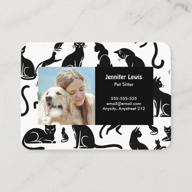 Cartão De Visita Separador Personalizável de Pet de Fotografias e N (Frente)