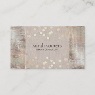 Cartão De Visita Sequências de Prata Confetti Douradas de Beleza e