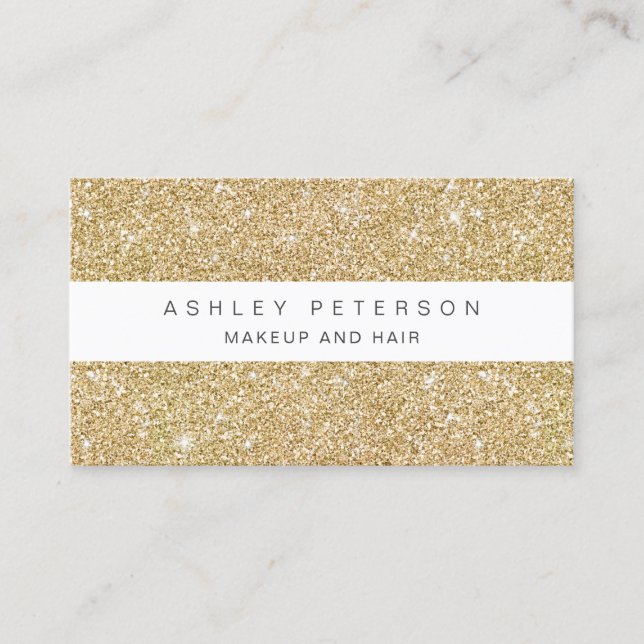 Cartão De Visita Sequins chiques dos sparkles do brilho do ouro da (Frente)