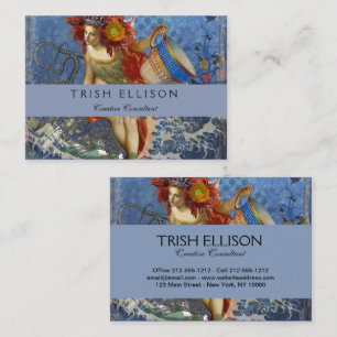 Cartão De Visita Sereia Aquário Arte Azul Gótica