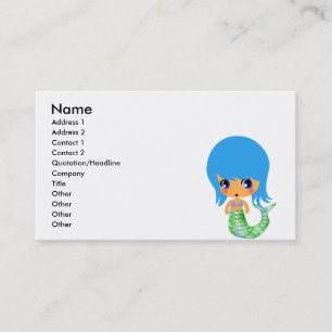 Cartão De Visita sereia mágica chibi cabelo azul