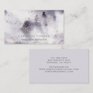 Cartão De Visita Serene Meditation Instrutor Mist Trees Watercolor