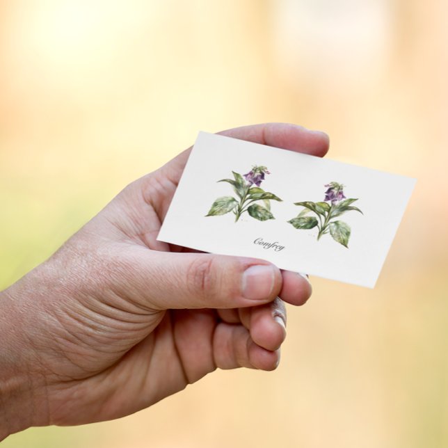 Cartão De Visita Serene Watercolor Comfrey, personalizada (Criador carregado)