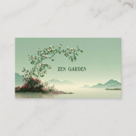 Cartão De Visita Serene White Rose Bloom Misty Mountain Lake Zen
