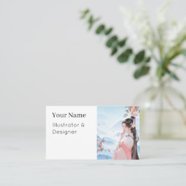 Cartão De Visita Serenidade de Outono: Senhora Elegante & Caquis