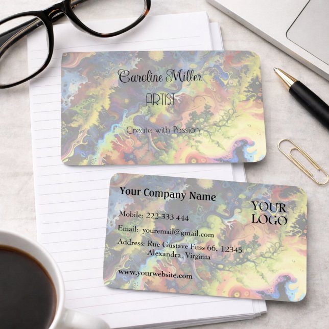 Cartão De Visita Serenidade em formas azuis de Abstrato (Criador carregado)