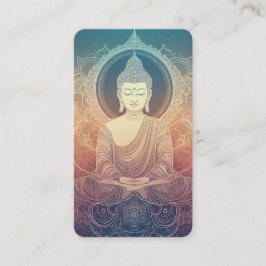 Cartão De Visita Sereno Buda Meditando Mandala - Espiritual
