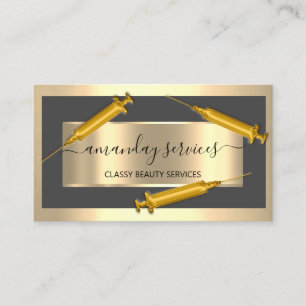 Cartão De Visita Seringa Cosmetologista Botox B12 Cinza QRCode