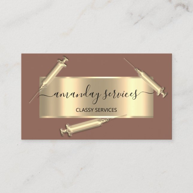 Cartão De Visita Seringa Cosmetologista Botox B12 QRCode enquadrado (Frente)